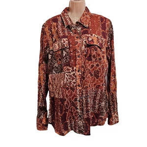 Camisa Top Mujer Manga Larga Algodón Cuello Abotonado Talla XL Lucky Brand - Imagen 1 de 11