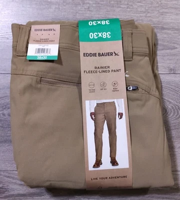 Pantalones cargo Eddie Bauer adulto 38 x 30 tostados forrados de lana Rainier elásticos para hombre Foto 1 de 4