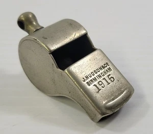 *C54) Antique J. Hudson & Co. Birmingham 1915 Infantry Nickel Silver Whistle - Picture 1 of 11