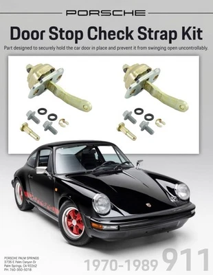 1970-1989 Genuine Porsche 911 Door Stop Check Strap Kit Hardware SET OF 2 - Image 1 of 2
