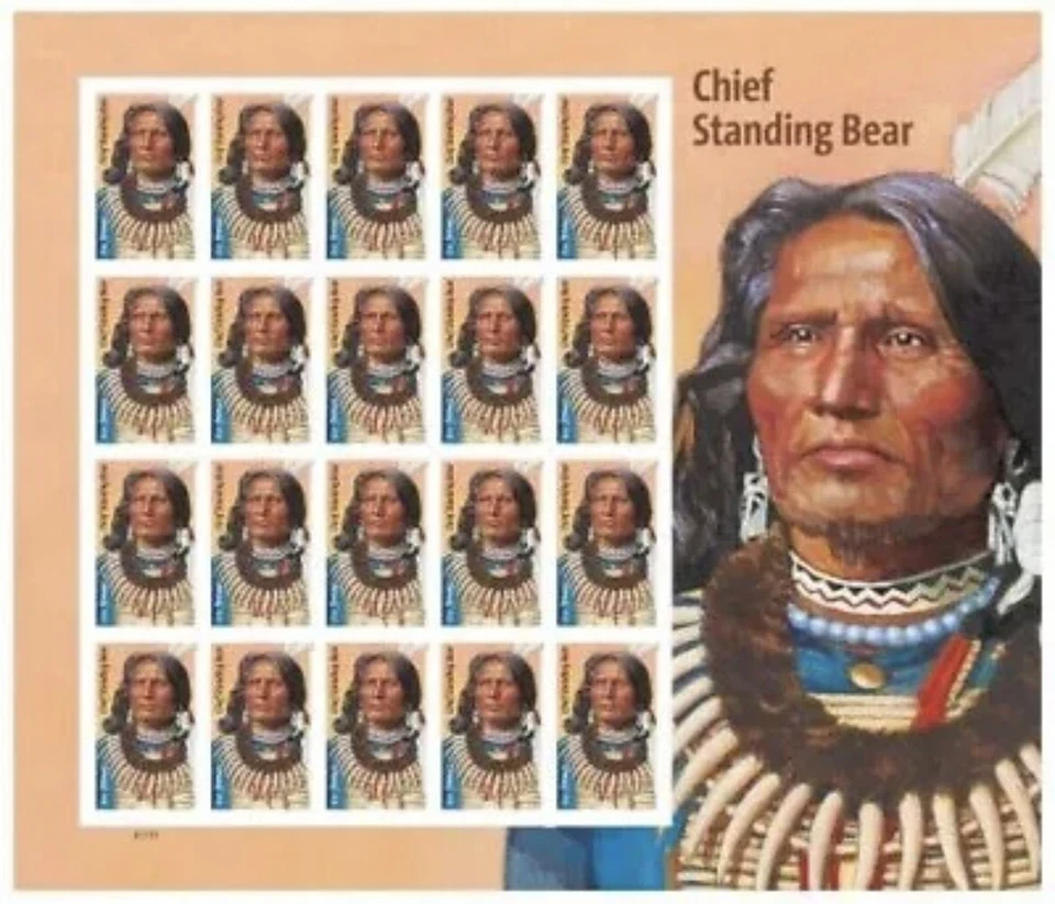US Chief Standing Bear NDC/Imperf Sheet of 20 Stamps MNH 2023 Ships 19 May - Image 1 of 1
