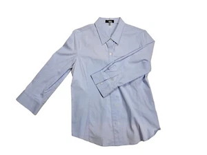 Theory Women Button Up 3/4 Sleeve Cotton Dress Shirt blue Medium (Lot 166) - Picture 1 of 8