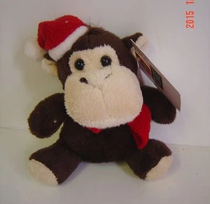2er SET Weihnachten Feiertage SANTA Affe Stofftier PLÜSCH BRAUN 5 Zoll groß SAMMELN Neu - Bild 1 von 2