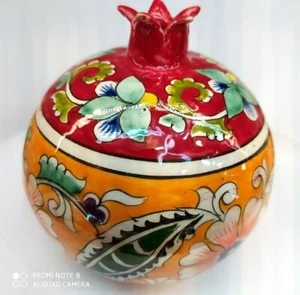 Dekorative Keramik Granatapfel Obst Figur handbemalt Vase Souvenir 4" - Bild 1 von 5