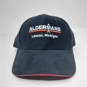 Aldermans Black Fabric Adjustable Strap Baseball Cap Lennon Michigan - Picture 1 of 6