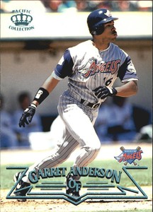 1998 Pacific Platinum Blue Anaheim Angels Baseball Card #2 Garret Anderson /67