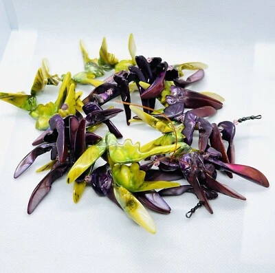 Lot Of 2 Strands Mother of Pearl Spike Shell Beads Purple & Pistachio Green - Image 1 of 4