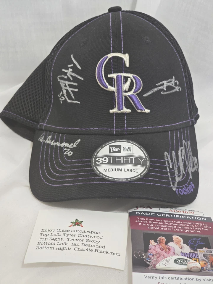 Charlie Blackmon Tyler Chatwood Ian Desmond Trevor Story Autografiado Colorado... Foto 1 de 4