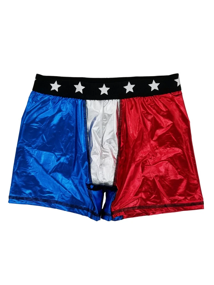 Mens USA Patriotic US Flag Americana Underwear Lamé Boxer Briefs - Image 1 of 1