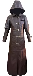 Herren weicher Echtleder Trenchcoat - Gothic Steampunk Matrix Style mit Kapuze - Bild 1 von 8