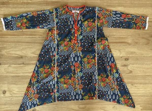 Khaadi Kids Kurta Kameez Dress Girls 11-12 Cotton Blue Floral Multicolor - Picture 1 of 5