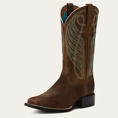 ARIAT Damen Westernstiefel aufgerundet breite quadratische Zehenpartie