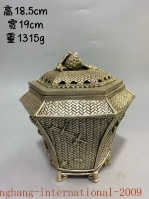 7.6" China Dinastía Palacio Tibetano Plata Libélula Patrón Vajilla Tanque Olla Tarro Foto 1 de 4