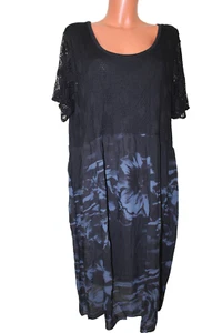 Kleid One Size XL 46 kurzarm knielang Sommerkleid Strandkleid Jerseykleid - Bild 1 von 4