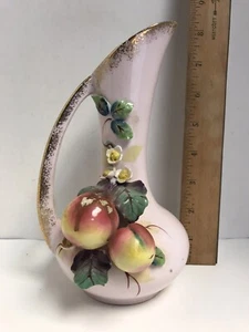 Jarrón jarrón vintage 1955 MCM Lefton rosa Ewer frutas flores melocotón - Imagen 1 de 12