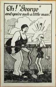 Risque 1920s Postcard Lot of 100, Fat Bathing Beauty Woman, Eel Under Water - Picture 1 of 1