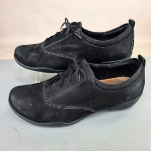 Taos Getaway Black Nubuck Leather Oxford Shoes Comfort Topstitch Women’s Sz 8.5 - Picture 1 of 9