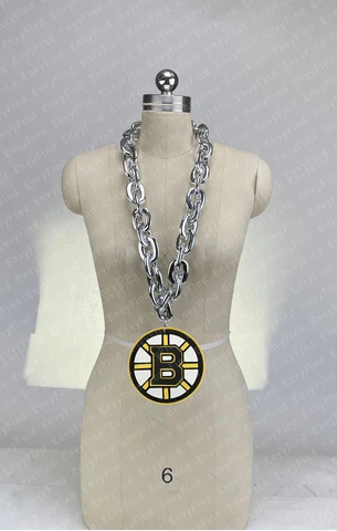 New NHL BOSTON BRUINS SILVER Fan Chain Necklace Foam MI USA Cover