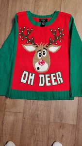 IT' S OUR TIME BOY/ GIRL( YOUTH ) CHRITMAST REINDEER " OH DEER " SWEATER SIZE M - Picture 1 of 9