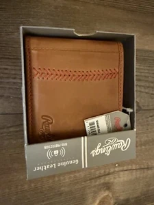 BB Stitch Rawlings Bi-Fold Wallet Brown Red Stitching New - Picture 1 of 4