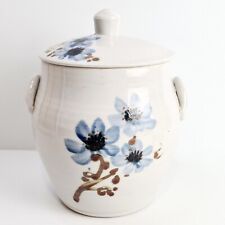Vintage Lidded Canister Floral Hand Painted Ceramic Stamped RM 22cm Tall