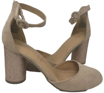 Salto alto feminino Lauren Conrad hortênsia natural/ouro rosa tamanho: 6,5 127J - Imagem 1 de 4