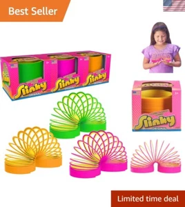 Slinky the Walking Spring Toy, Plastic Slinky 3-Pack, Multi-color Neon Sprin... - Picture 1 of 6