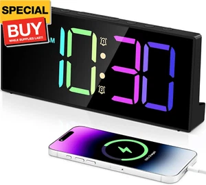 Loud Alarm Clock for Heavy Sleepers, Digital Clocks with Adjustable Volume Brigh - Picture 1 of 7