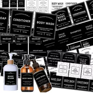 Adesivo etichetta flacone shampoo balsamo impermeabile lozione mani piatto sapone decalcomanie - Foto 1 di 76