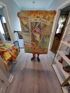 SILK SCREEN FALL LEAFS BLESS OUR HOME HOUSE Flag 27" X 39 " DOUBLE SIDED - Picture 1 of 1