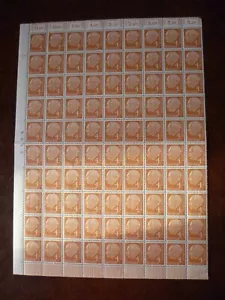 West Germany 1954 President Heuss Sheet 4pf x 90 stamps Plate 1 8085 SG1104 - Picture 1 of 1