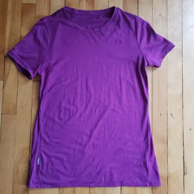 Icebreaker T-Shirt Womens Large Purple Merino Wool Hike Outdoor Short Sleeve - Image 1 of 4