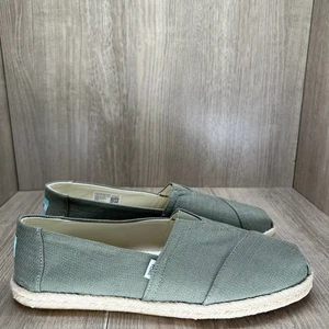 TOMS Alpargata Rope Espadrille Slip On Shoes Womens 10 Flat Elastic Canvas Green - Picture 1 of 12