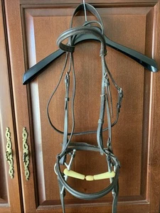 Used Silverfox Bridle (Full) With Plaited Reins Happy Mouth Bit Brown Leather - Picture 1 of 19