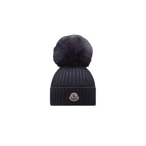 (Kids) Moncler Wool Beanie with Pom Pom Night Blue - 23FW - Picture 1 of 1