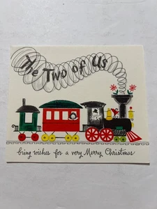 VTG 1949 Christmas Snowman Train Greeting Card by Hallmark - Picture 1 of 3