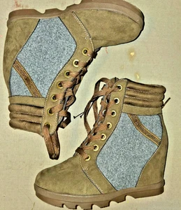 Damengröße 8 Stiefel Stiefeletten braun Schnürung Keilabsatz - Bild 1 von 8