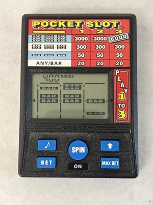 Vintage 90s RADICA Pocket Slot Slots Electronic Handheld Game 6000 Model 1370 - Image 1 of 4