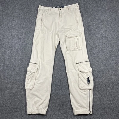 Vintage Polo Ralph Lauren Big Pony Cargo Pants Size Large Off White #1035 - Image 1 of 4