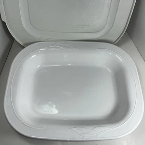 Corning L 15 weiß floral geprägt rechteckig Kasserolle Bäcker mit Deckel L 15 Stück - Bild 1 von 7