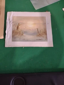 Hermoso Walters Firmado ~ Óleo sobre Lienzo Gaviotas Paisaje Marino Sin Marco 8x10 - Imagen 1 de 4