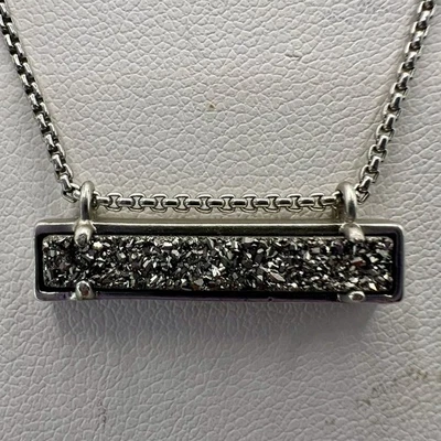 "Collar delgado enchapado en rodio Kendra Scott en platino Drusy 18""-20""" Foto 1 de 4