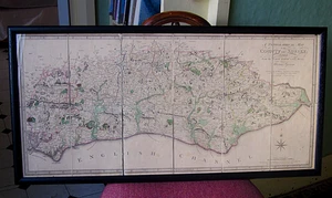 Mapa antiguo importante enmarcado Gream Faden Sussex 1799 Gardner Yeakell Brighton - Imagen 1 de 24
