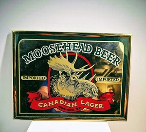 Vintage Moosehead Beer Imported Canadian Lager Framed Beer Sign Mirror 12 x 9.5" - Picture 1 of 7