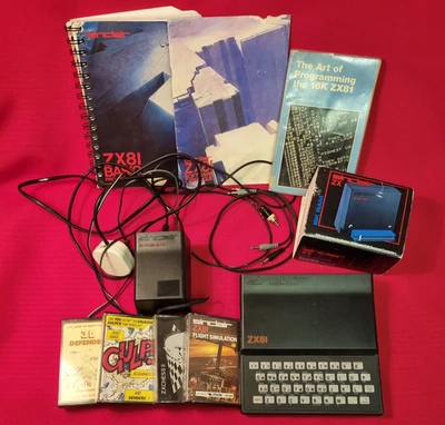 Rare Sinclair ZX81 Computer Bundle Leads Manual 16K Ram 4 Boxed Games Ref EF12 - Image 1 of 4