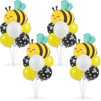 4 Sets Bee Baby Shower Party Balloons Stand Kit With Bumble Bee Foil Balloons... - Image 1 of 4