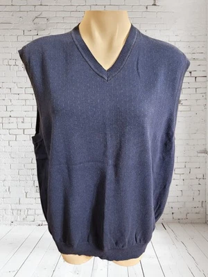 Tasso Elba Vest Mens XL Navy Blue Knit V-Neck Sweater  - Image 1 of 4