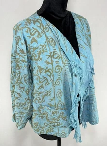 Wild Thing Of Chico CA Wild Woman Fringed Poncho Cardigan Rayon Beach Cover Up - Picture 1 of 11