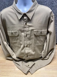 Wrangler Shirt Men's 3XL Workwear Khaki Tan Long Sleeve Button Flap Pockets - Picture 1 of 12