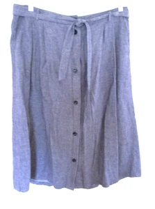 Old Navy Linen Blend blue Chambray Button-Down Midi Skirt, Waist Tie,  Size 16 - Picture 1 of 11